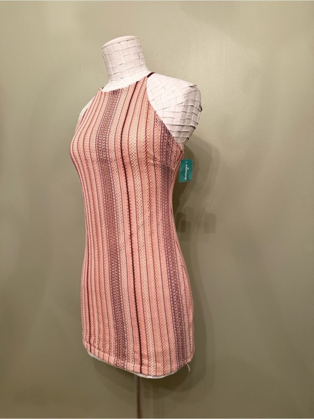 NWT Simons multicolored vertical stripe halter mini dress La Maison Simons.